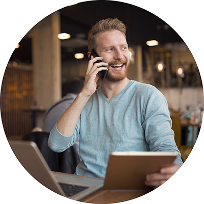 Man using mobile phone